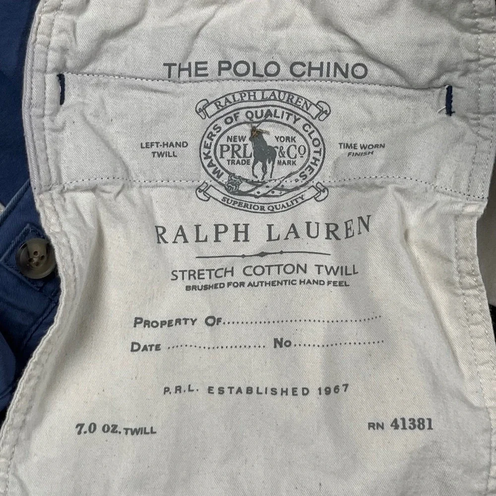 Polo Ralph Lauren Chino Shorts Mens 44 Blue Stretch Classic Fit Twill Flat Front